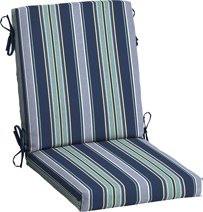 Arden Outdoor Dining Chair Cushion, 20 x 20, Rain-Proof, Fade Resistant, Sapphire Aurora Blue Stripe