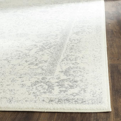 SAFAVIEH Adirondack Collection Accent Rug - 2' x 3', Ivory & Silver, Distressed Vintage Floral Design, Non-Shedding & Easy to Clean, Ideal for Front Door, Kitchen, Entryway, Foyer (ADR109C)