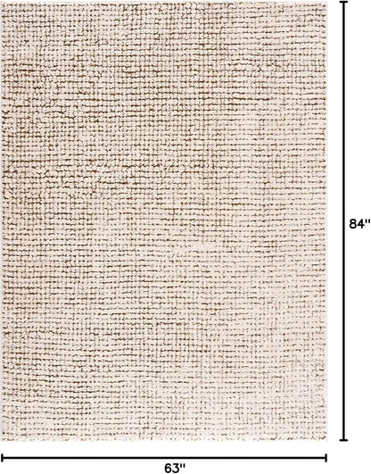 Hauteloom Keita Contemporary Mosaic Area Rug - High Pile Fluffy Soft Shag Carpet for Living Room, Bedroom - Cream, Brown - 5'3" x 7' (5x7)