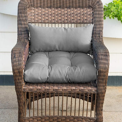 QILLOWAY Outdoor Patio Wicker Seat Cushions Group Loveseat/Two U-Shape/Two Lumbar Pillows for Patio Furniture,Wicker Loveseat,Bench,Porch,All Weather, Settee of 5 (Grey)