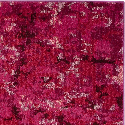SAFAVIEH Monaco Collection Area Rug - 6'7" Square, Fuchsia, Boho Chic Abstract Watercolor Design, Non-Shedding & Easy Care, Ideal for High Traffic Areas in Living Room, Bedroom (MNC225F)