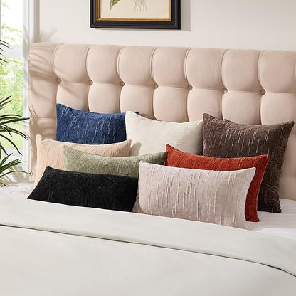 Set of 2 Soft Textured Throw Pillow Covers 16x16, Invisible Zipper Neutral Cushion Cases, Easy - Care Decorative Farmhouse Decor for Living Room Couch (Khaki, 16" x 16" (Pack of 2))