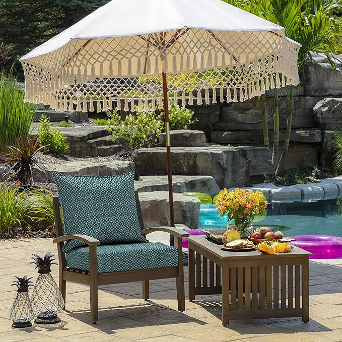 Arden Outdoor Deep Seat Cushion Set, 24 in x 24 in, Weather-Proof, Rain-Proof, Fade Resistant Patio Cushion for Chair, Sofa, and Couch Alana Tile
