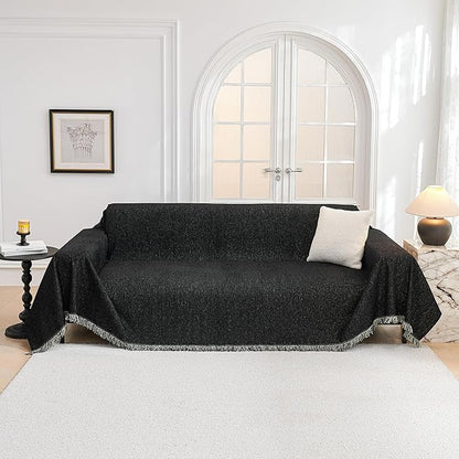 MYSKY HOME Oversized Couch Cover Sofa Covers Couch Covers for 3 Cushion Couch Sofa Pet Friendly L Shaped Couch Cover Sectional Couch Cover Non Slip Furniture Protector for Kids, Dogs, 91"x150", Black