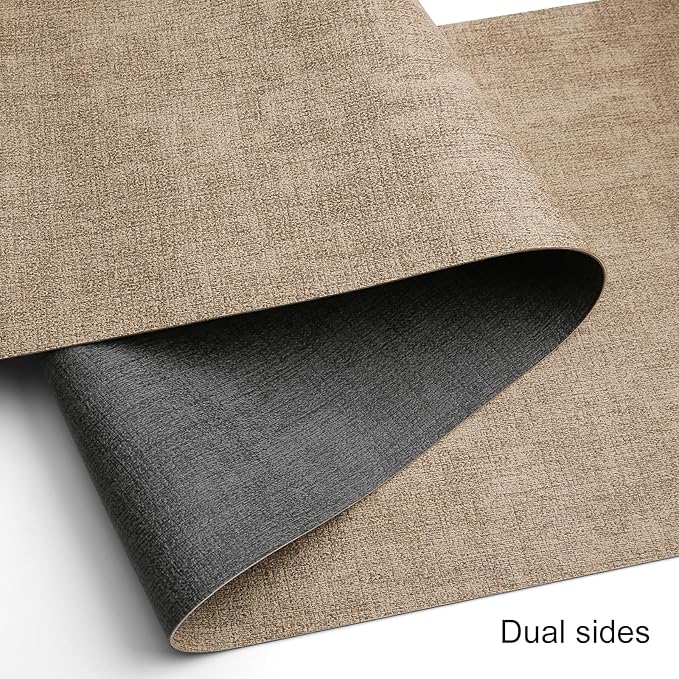 Table Runners 55 Inches Long, Dual-Sided Faux Leather Farmhouse Table Runner Waterproof Heatproof Non-Slip for Living Room Party Home Decor Holiday Decorations(Gray Beige, 15 x 55 Inch)