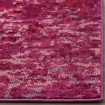 SAFAVIEH Monaco Collection Area Rug - 6'7" Square, Fuchsia, Boho Chic Abstract Watercolor Design, Non-Shedding & Easy Care, Ideal for High Traffic Areas in Living Room, Bedroom (MNC225F)