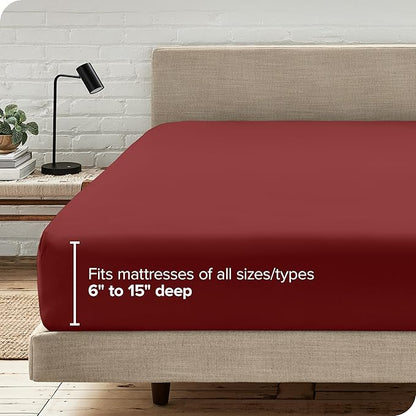 Fitted Bottom Sheet Full Size - Premium 1800 Microfiber - Ultra-Soft Hotel Luxury - Deep Pocket - Durable and Long Lasting - Fitted Sheet (Full, Rosewood)