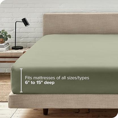 Fitted Bottom Sheet Twin XL Size - Premium 1800 Microfiber - Ultra-Soft Hotel Luxury - Deep Pocket - Durable and Long Lasting - Extra Long Fitted Sheet (Twin XL, Sage)
