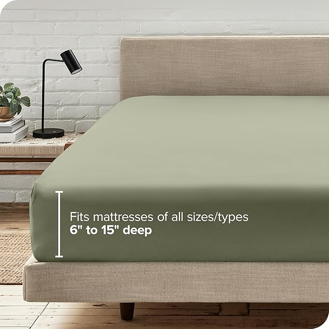 Bare Home Fitted Bottom Sheet Full Size - Premium 1800 Microfiber - Ultra-Soft Hotel Luxury - Deep Pocket - Durable and Long Lasting (Full, Sage)