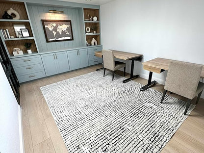 Hauteloom Keita Contemporary Mosaic Area Rug - High Pile Fluffy Soft Shag Carpet for Living Room, Bedroom - Cream, Brown - 18" x 18" Sample
