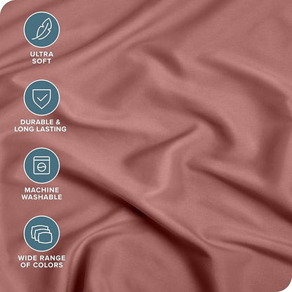 Bare Home Fitted Bottom Sheet Twin Size - Premium 1800 Microfiber - Ultra-Soft Hotel Luxury - Deep Pocket - Durable and Long Lasting (Twin, Dusty Rose)