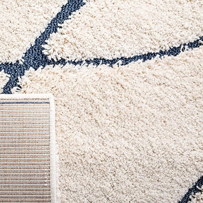 SAFAVIEH Florida Shag Collection Area Rug - 6' x 9', Cream & Blue, Non-Shedding & Easy Care, 1.2-inch Thick Ideal for High Traffic Areas in Living Room, Bedroom (SG471-1165)