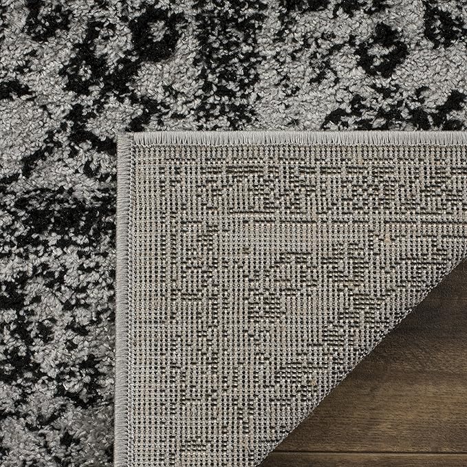 SAFAVIEH Adirondack Collection Area Rug - 6' Square, Grey & Black, Distressed Vintage Floral Design, Non-Shedding & Easy to Clean, Ideal for Living Room, Bedroom, Dining Space (ADR109B)