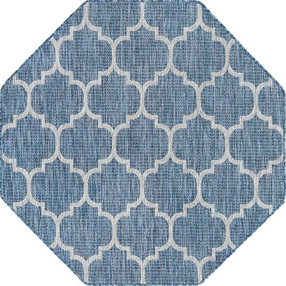 Unique Loom Outdoor Trellis Collection Area Rug - Trellis (Octagon 5' 0" x 5' 0", Navy Blue/ Ivory)