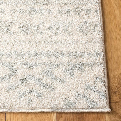 SAFAVIEH Tulum Collection Area Rug - 5' Square, Ivory & Light Grey, Moroccan Boho Tribal Design, Non-Shedding & Easy to Clean, Ideal for Living Room, Bedroom, Dining Space (TUL272G)