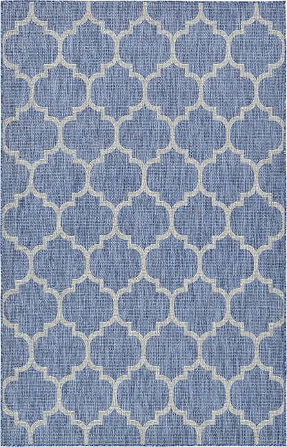 Unique Loom Outdoor Trellis Collection Area Rug (5' 3" x 8' Rectangle, Navy Blue/ Ivory)