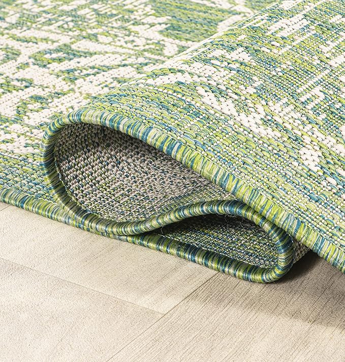 JONATHAN Y Weave Floral Indoor Outdoor Area Rug 3X5 Cream/Green, Tela Bohemian Textured for Backyard, Patio, Porch, Easy-Cleaning, High Traffic, Pet-Friendly, Non-Shedding (SMB100F-3)