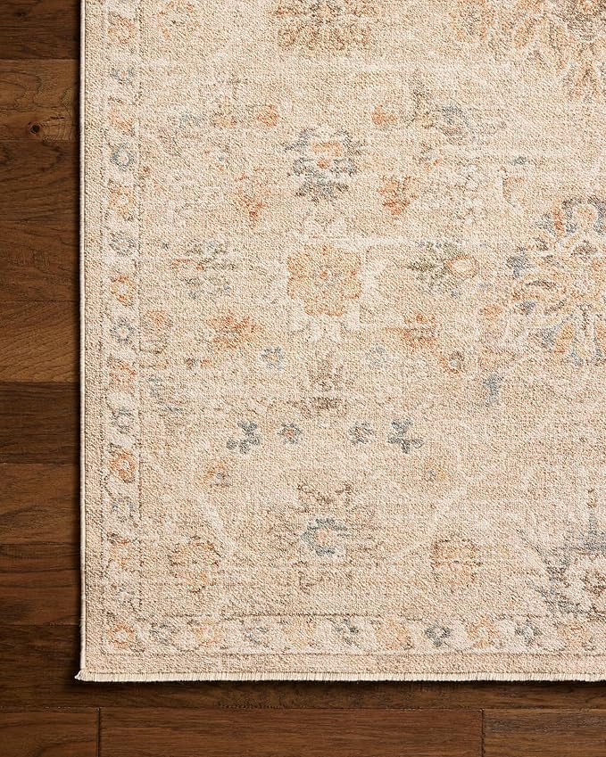 Loloi Chris Loves Julia Palma Collection PLM-11 Natural/Multi 3'-6" x 5'-6" Fringe Accent Rug Vintage Style Boho Living Room Bedroom Carpet