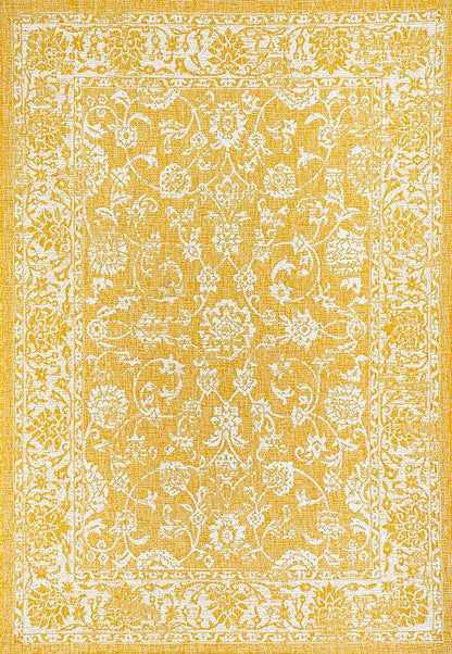 JONATHAN Y Weave Floral Indoor Outdoor Area Rug 5X8 Yellow/Cream, Tela Bohemian Textured for Backyard, Patio, Porch, Easy-Cleaning, High Traffic, Pet-Friendly, Non-Shedding (SMB100E-5)