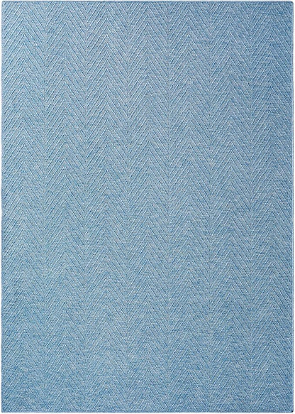 TOWN & COUNTRY BASICS Pax Herringbone Textured Solid Everwash® Washable Area Rug, Low Pile, Non-Slip Backing, Easy Clean Pet & Family Friendly Rug, Blue, 4'11"x7'