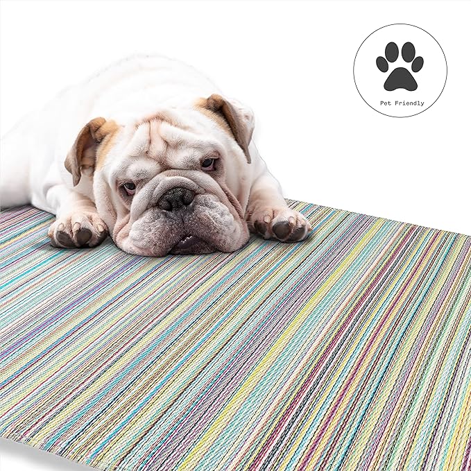 Fab Habitat Outdoor Rug - Waterproof, Fade Resistant, Crease-Free - Premium Recycled Plastic - Striped - Porch, Deck, Balcony, Mudroom, Laundry Room, Patio - Cancun - Candy - 2.5 x 8 ft Runner