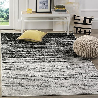 SAFAVIEH Area Rug 4x6 - Adirondack Collection - Silver & Black, Modern Ombre Design, Non Shedding & Easy to Clean, Ideal for Living Room, Bedroom, Office, Dining Space (ADR113A)