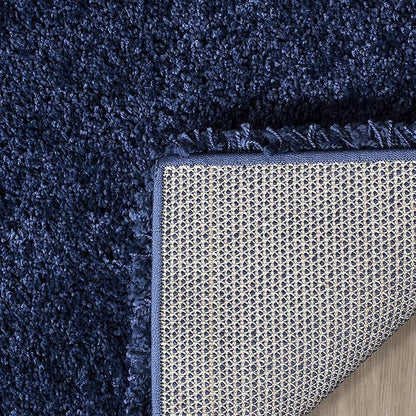 SAFAVIEH Milan Shag Collection 5'1" Square Navy SG180 Solid Non-Shedding Living Room Bedroom Dining Room Entryway Plush 2-inch Thick Area Rug