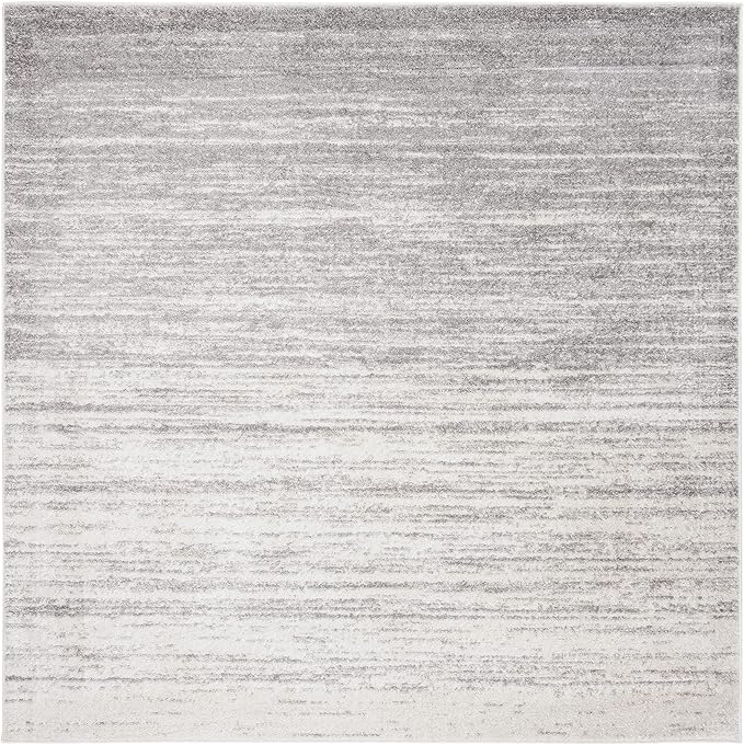 SAFAVIEH Adirondack Collection Area Rug - 9' Square, Ivory & Silver, Modern Ombre Design, Non Shedding & Easy to Clean, Ideal for Living Room, Bedroom, Office, Dining Space (ADR113B)