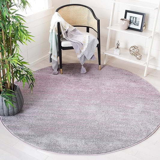 SAFAVIEH Adirondack Collection Area Rug - 6'7" Round, Purple & Green, Modern Ombre Design, Non Shedding & Easy to Clean, Ideal for Living Room, Bedroom, Office, Dining Space (ADR113V)