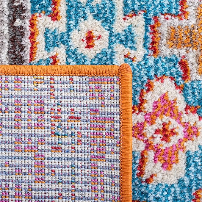SAFAVIEH Madison Collection Area Rug - 10' x 14', Rust & Pink, Boho Diamond Distressed Design, Non-Shedding & Easy Care, Ideal for High Traffic Areas in Living Room, Bedroom (MAD418Q)
