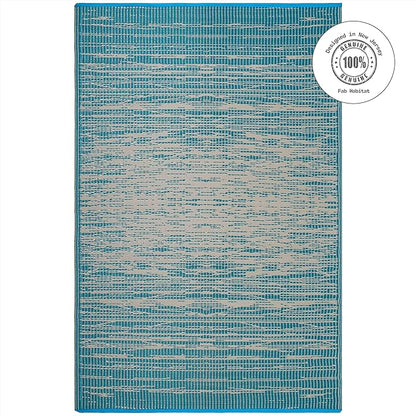 Fab Habitat Outdoor Rug - Waterproof, Fade Resistant, Crease-Free - Premium Recycled Plastic - Distressed Abstract - Porch, Deck, Balcony, Mudroom, Laundry Room, Patio - Brooklyn - Teal - 3 x 5 ft