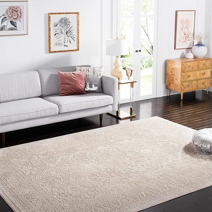 SAFAVIEH Area Rug 12x18 - Reflection Collection - Large - Beige & Cream, Non-Shedding & Easy Cleaning, Ideal for Living Room, Bedroom, Dining Space (RFT668A)