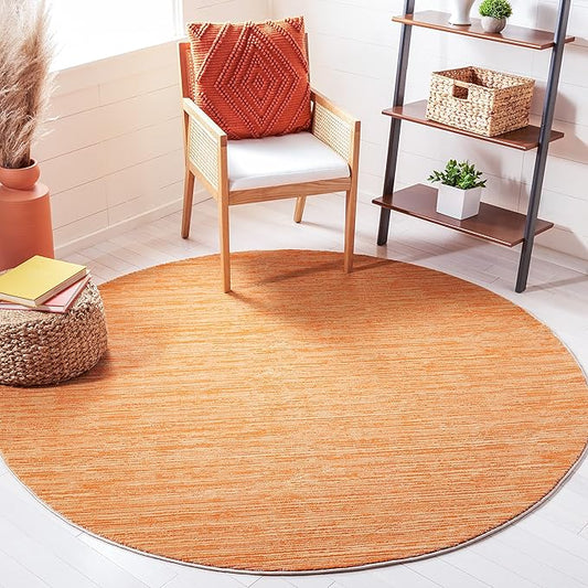 SAFAVIEH Vision Collection Area Rug - 5' Round, Orange, Modern Ombre Design, Non-Shedding & Easy to Clean, Ideal for Living Room, Bedroom, Dining Space (VSN606P)
