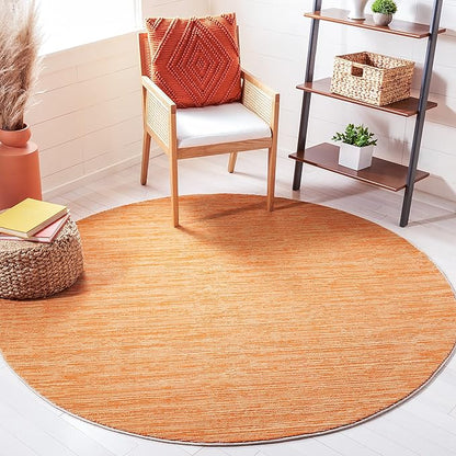 SAFAVIEH Vision Collection Area Rug - 3' Round, Orange, Modern Ombre Design, Non-Shedding & Easy to Clean, Ideal for Foyer, Entryway, Bedroom, Accent Space (VSN606P)
