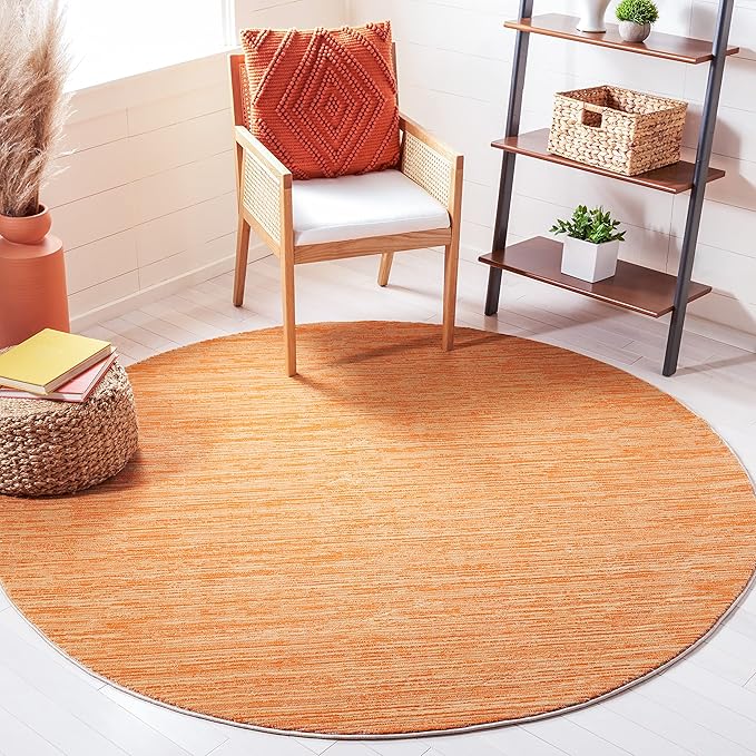 SAFAVIEH Vision Collection Area Rug - 6'7" Round, Orange, Modern Ombre Design, Non-Shedding & Easy to Clean, Ideal for Living Room, Bedroom, Dining Space (VSN606P)