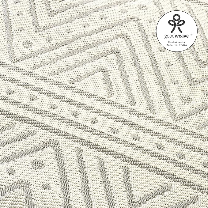Fab Habitat Chevron Outdoor Rug - Waterproof, Fade Resistant, Crease-Free - Premium Recycled Plastic - Striped - Patio, Porch, Deck, Balcony - Patan - Beige - 5 x 8 ft
