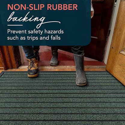 ubdyo Extra Durable Door Mat - Dirt Trapping Outdoor Welcome Mats - Non-Slip Outdoor Indoor Entrance - Low Profile Front Doormat (47" x 32", Bright Green)