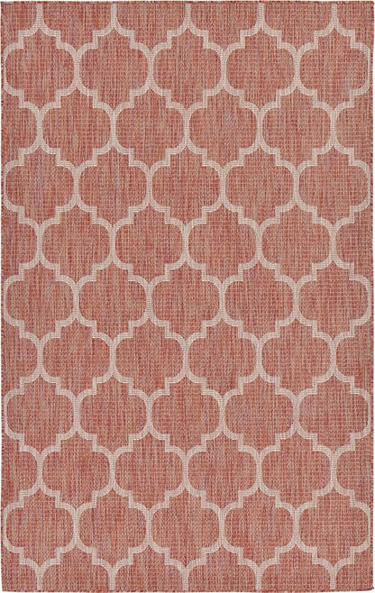 Unique Loom Outdoor Trellis Collection Area Rug (5' 3" x 8' Rectangle, Rust Red/ Ivory)