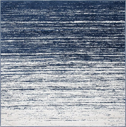 SAFAVIEH Adirondack Collection Area Rug - 4' Square, Navy & Ivory, Modern Ombre Design, Non Shedding & Easy to Clean, Ideal for Living Room, Bedroom, Office, Dining Space (ADR113N)