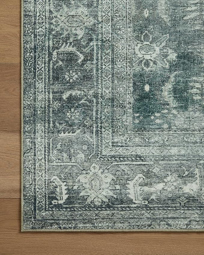Loloi Magnolia Home by Joanna Gaines Banks Collection BAN-03 Blue/Lagoon 2'-6" x 7'-6", .13" Pile Height, Machine Washable, Runner Rug