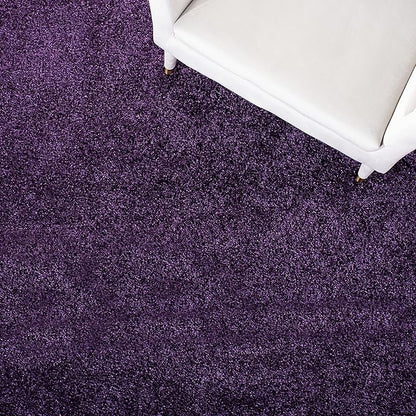 SAFAVIEH Milan Shag Collection Runner Rug - 2' x 12', Purple, Solid Design, Non-Shedding & Easy Care, 2-inch Thick Ideal for High Traffic Areas in Living Room, Bedroom (SG180-7373)