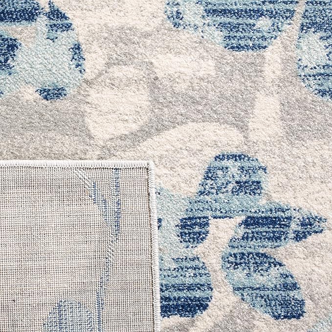 SAFAVIEH Evoke Collection 3' x 5' Grey/Light Blue EVK236J Floral Non-Shedding Living Room Bedroom Accent Rug