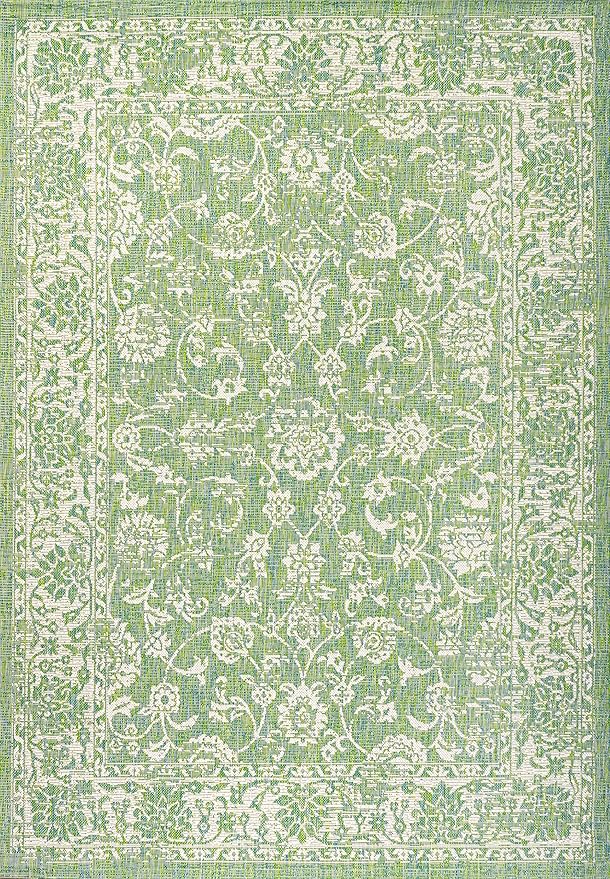 JONATHAN Y Weave Floral Indoor Outdoor Area Rug 3X5 Cream/Green, Tela Bohemian Textured for Backyard, Patio, Porch, Easy-Cleaning, High Traffic, Pet-Friendly, Non-Shedding (SMB100F-3)
