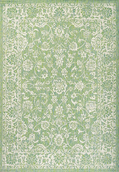 JONATHAN Y Weave Floral Indoor Outdoor Area Rug 3X5 Cream/Green, Tela Bohemian Textured for Backyard, Patio, Porch, Easy-Cleaning, High Traffic, Pet-Friendly, Non-Shedding (SMB100F-3)