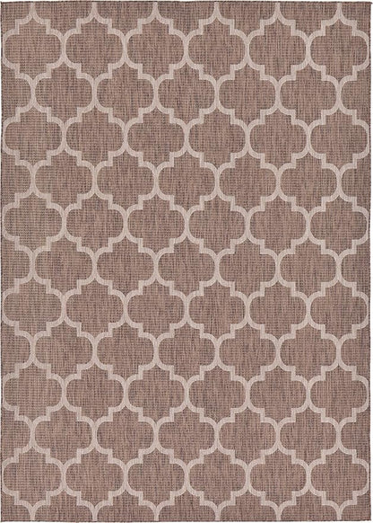 Unique Loom Outdoor Trellis Collection Area Rug (8' x 11' 4" Rectangle, Brown/ Ivory)