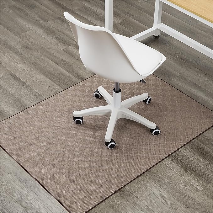 Chair Mat for Hardwood & Tile Floor, 47" x 60" Heavy Duty Office Chair Mat for Rolling Chairs, Anti Slip, Non-Curve, Floor Protector for Home Office, Brown Square
