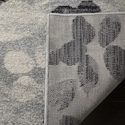 SAFAVIEH Evoke Collection 8' x 10' Grey/Black EVK236R Floral Non-Shedding Living Room Bedroom Dining Home Office Area Rug