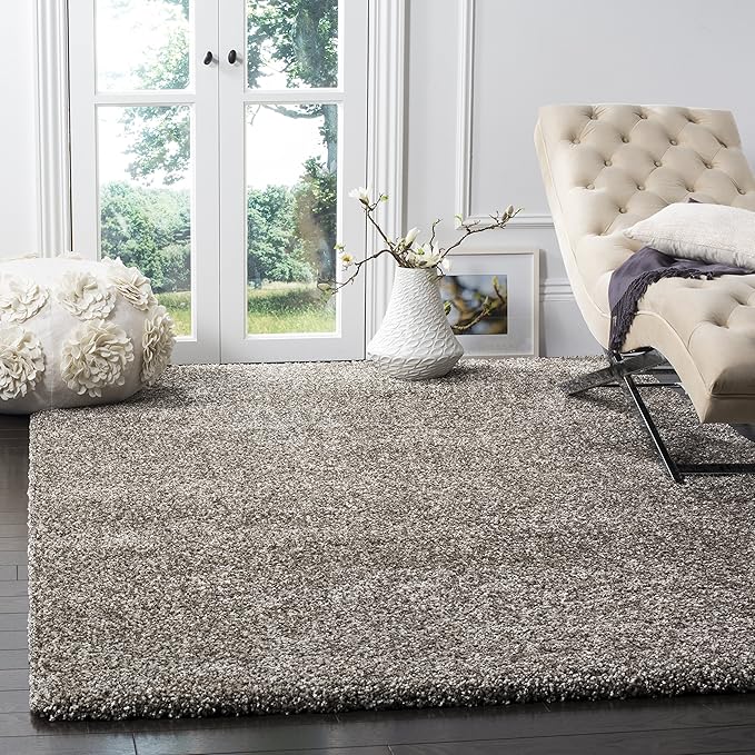 SAFAVIEH Milan Shag Collection Area Rug - 6' x 9', Grey, Solid Design, Non-Shedding & Easy Care, 2-inch Thick Ideal for High Traffic Areas in Living Room, Bedroom (SG180-8080)