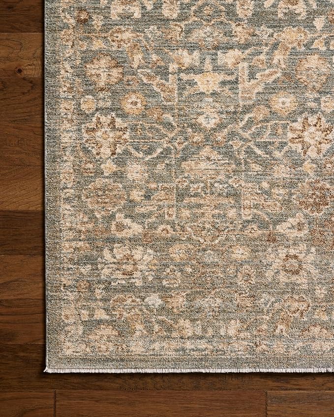 Loloi Chris Loves Julia Palma Collection PLM-05 Blue/Natural 2'-7" x 12'-0" Runner Rug Vintage Style Boho Living Room Bedroom Carpet