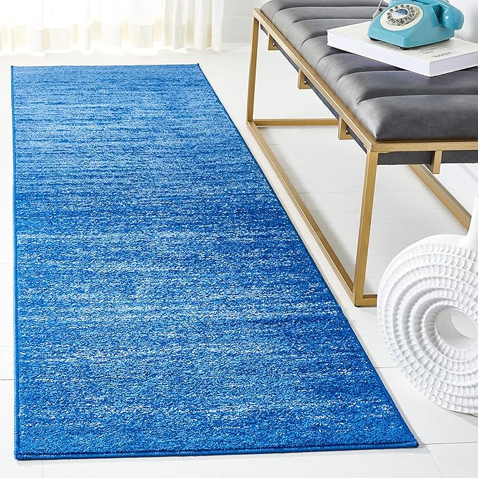 SAFAVIEH Adirondack Collection Runner Rug - 2'6" x 14', Light Blue & Dark Blue, Modern Ombre Design, Non Shedding & Easy to Clean, Ideal for Hallway, Foyer, Kitchen, Entryway, Bedroom (ADR113F)